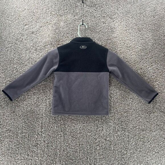 Under Armour Sweatshirt Youth 5 Grey Black Quarter Zip Pullover Logo Polyester - Picture 9 of 11